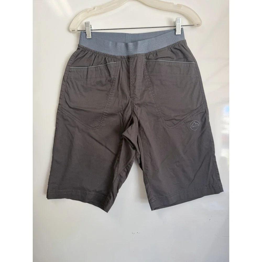 La Sportiva Outdoor Climb Shorts Men's Gray Logo Waistband Casual Hiking S Italy